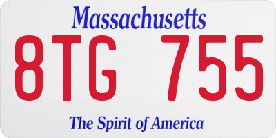 MA license plate 8TG755