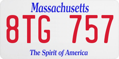 MA license plate 8TG757