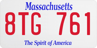 MA license plate 8TG761