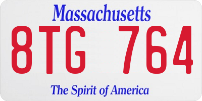 MA license plate 8TG764