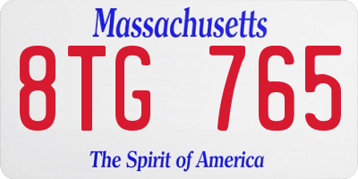 MA license plate 8TG765