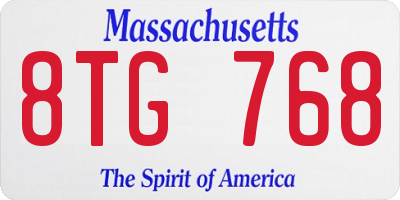 MA license plate 8TG768