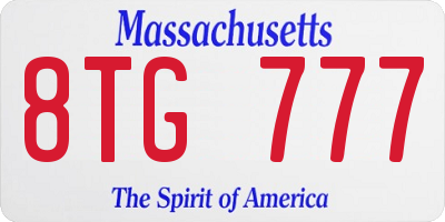 MA license plate 8TG777