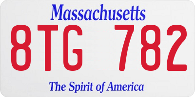 MA license plate 8TG782