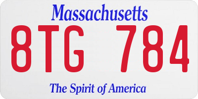 MA license plate 8TG784