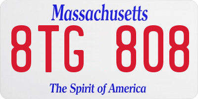 MA license plate 8TG808