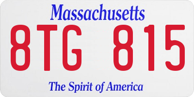 MA license plate 8TG815