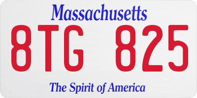 MA license plate 8TG825