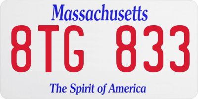 MA license plate 8TG833
