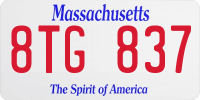 MA license plate 8TG837