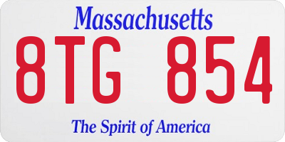 MA license plate 8TG854