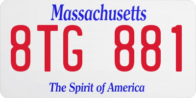 MA license plate 8TG881