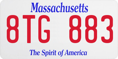 MA license plate 8TG883