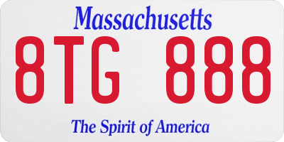 MA license plate 8TG888