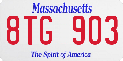 MA license plate 8TG903