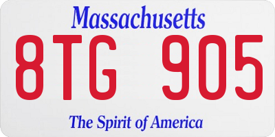 MA license plate 8TG905