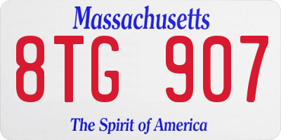 MA license plate 8TG907