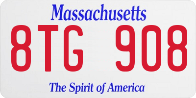 MA license plate 8TG908