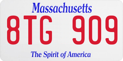 MA license plate 8TG909