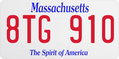 MA license plate 8TG910