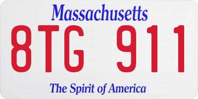 MA license plate 8TG911