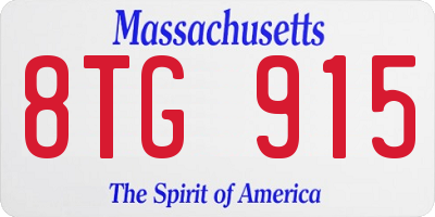 MA license plate 8TG915