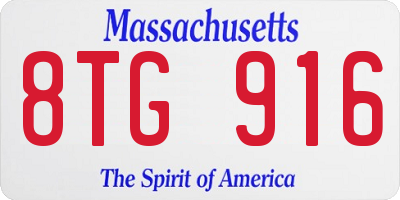 MA license plate 8TG916