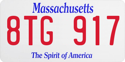MA license plate 8TG917