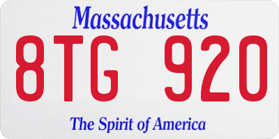 MA license plate 8TG920
