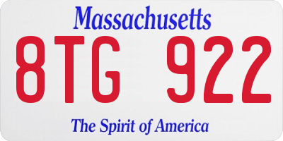 MA license plate 8TG922
