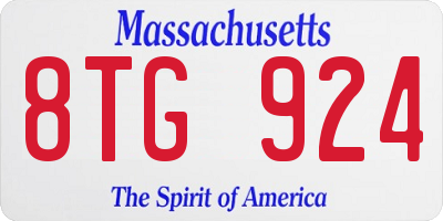 MA license plate 8TG924