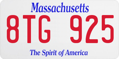 MA license plate 8TG925
