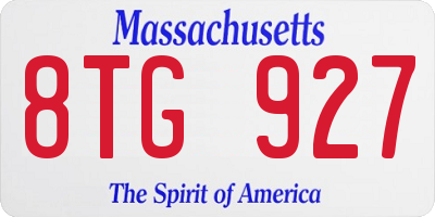 MA license plate 8TG927