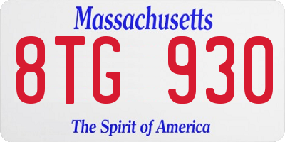 MA license plate 8TG930