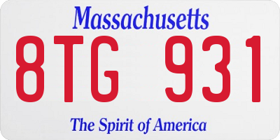 MA license plate 8TG931