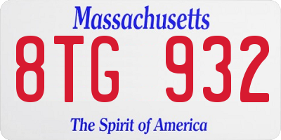 MA license plate 8TG932