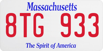 MA license plate 8TG933
