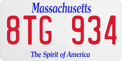 MA license plate 8TG934