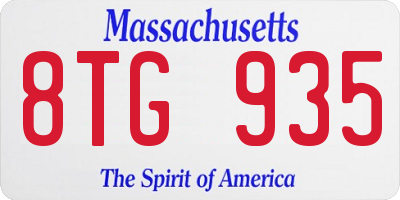 MA license plate 8TG935