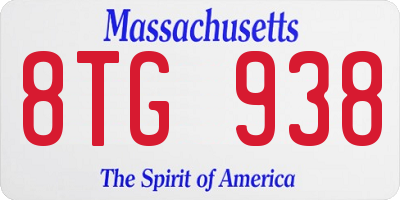 MA license plate 8TG938