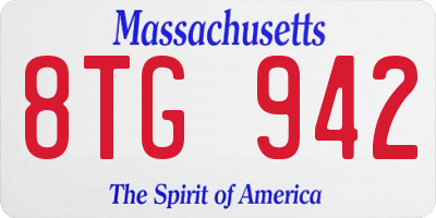 MA license plate 8TG942