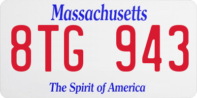 MA license plate 8TG943