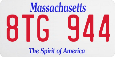 MA license plate 8TG944