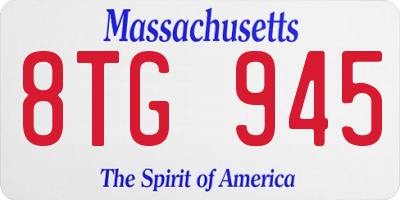 MA license plate 8TG945