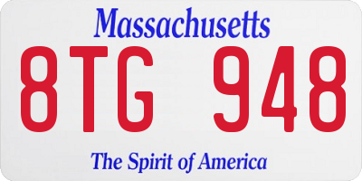 MA license plate 8TG948