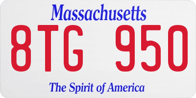 MA license plate 8TG950