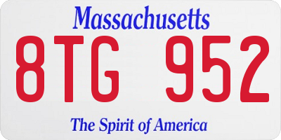MA license plate 8TG952