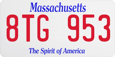 MA license plate 8TG953