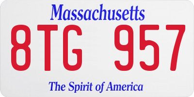 MA license plate 8TG957