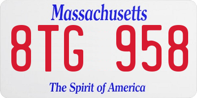 MA license plate 8TG958